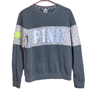 PINK Victorias Secret Reflective Sweater Grey and Neon Green